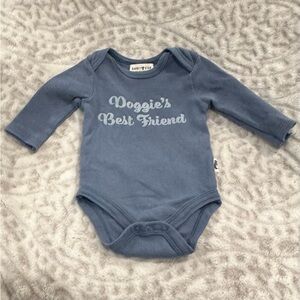 "Rabbit + Bear" Blue Long Sleeve Onesie Organic "Doggie's Best Friend" 0-3 mon